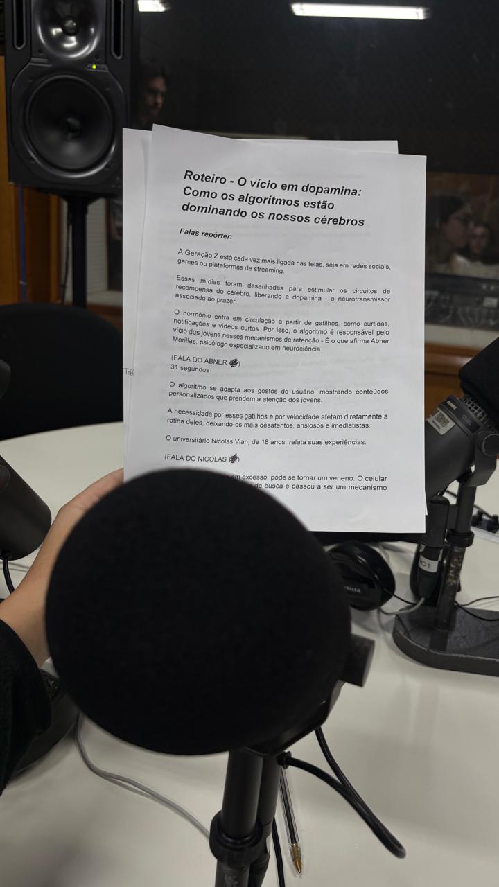 Notícia: CBN exibe reportagem produzida por Casperianos sobre vício em dopamina
